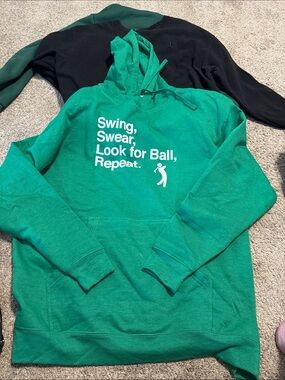 Unbranded Men's Green Graphic Crewneck Hoodie - Golf Slogan